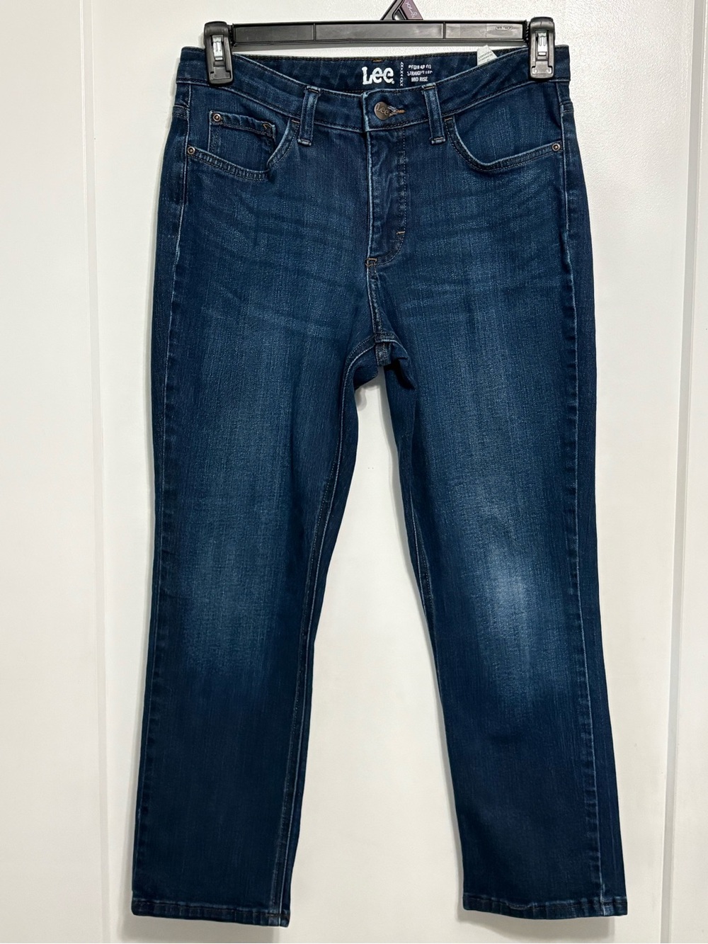 Lee Dark Wash Mid Rise Straight Leg Jeans 10P Petite